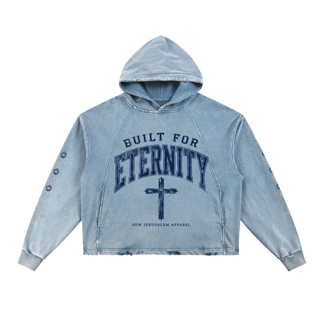 Vintage Washed Frayed-Hem Hoodie