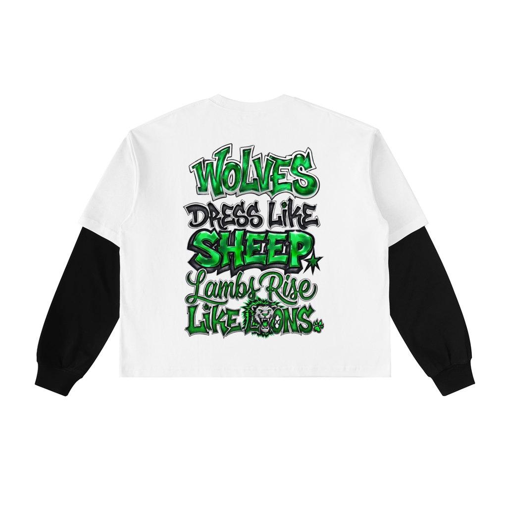 Emerald Grafiti Contrast Sleeve Cotton T-Shirt