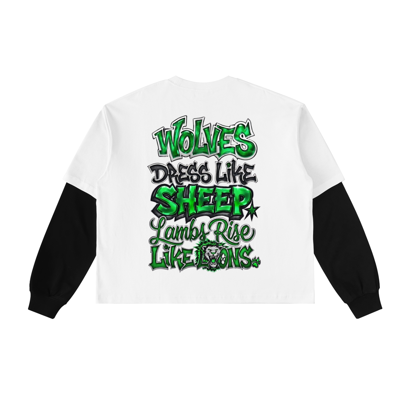 Emerald Grafiti Contrast Sleeve Cotton T-Shirt