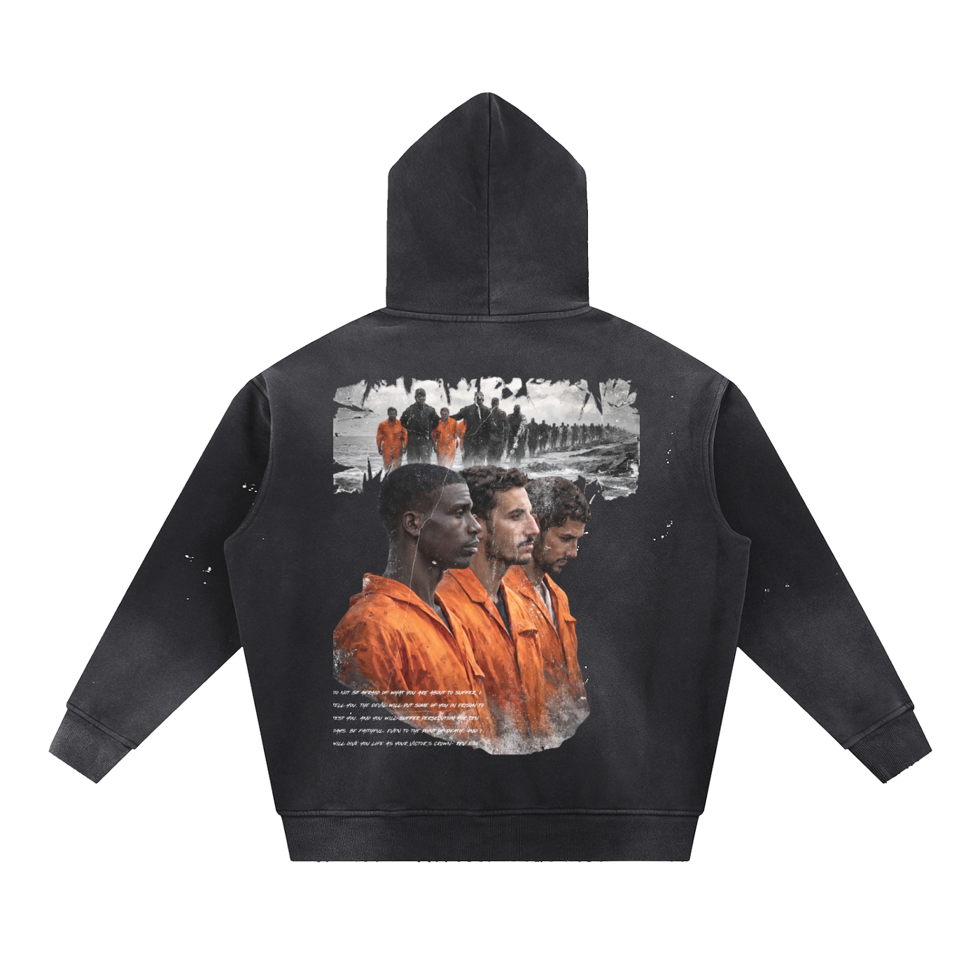 Egyptian Martyrs Vintage Washed Frayed Fleece Hoodie