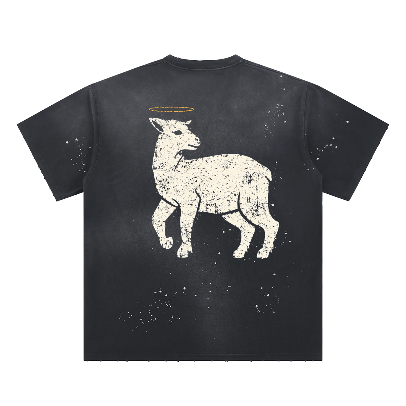 Hand-Frayed VINTAGE LAMB Sunfade Paint Splatter T-Shirt
