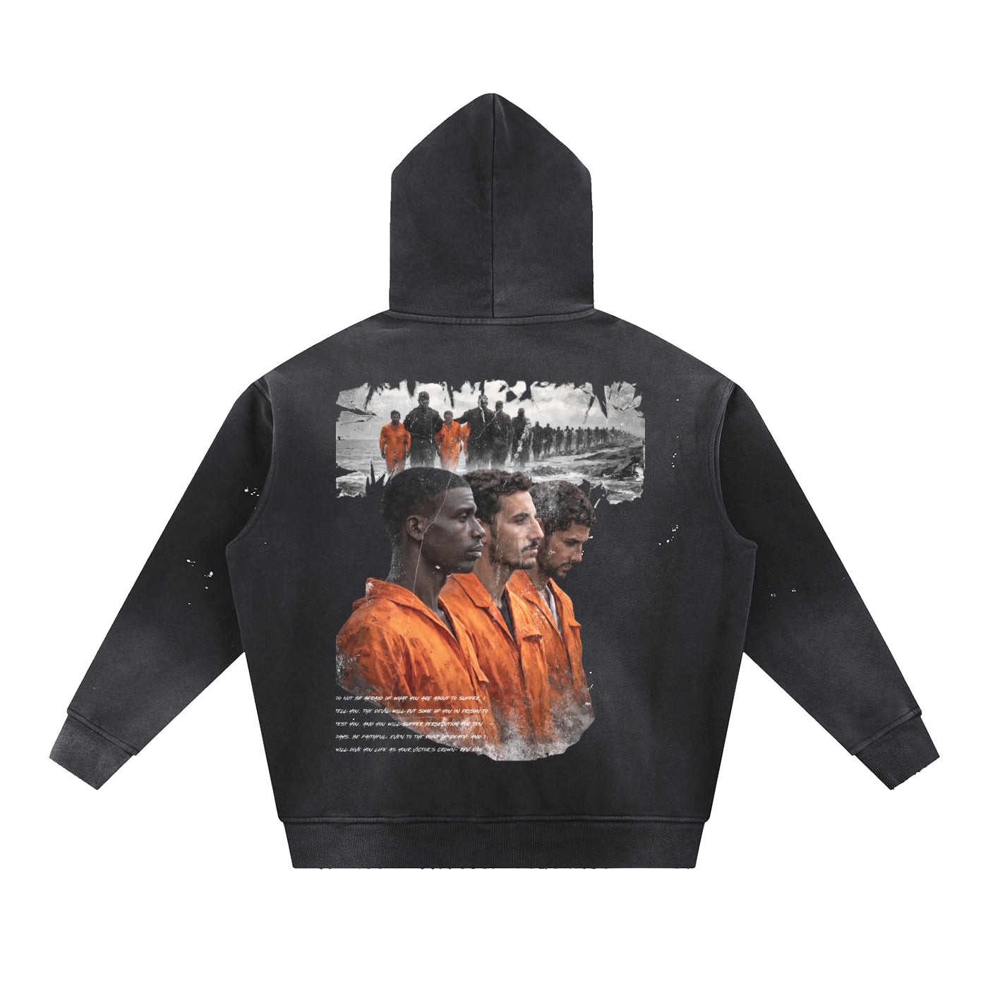 Egyptian Martyrs Vintage Washed Frayed Fleece Hoodie