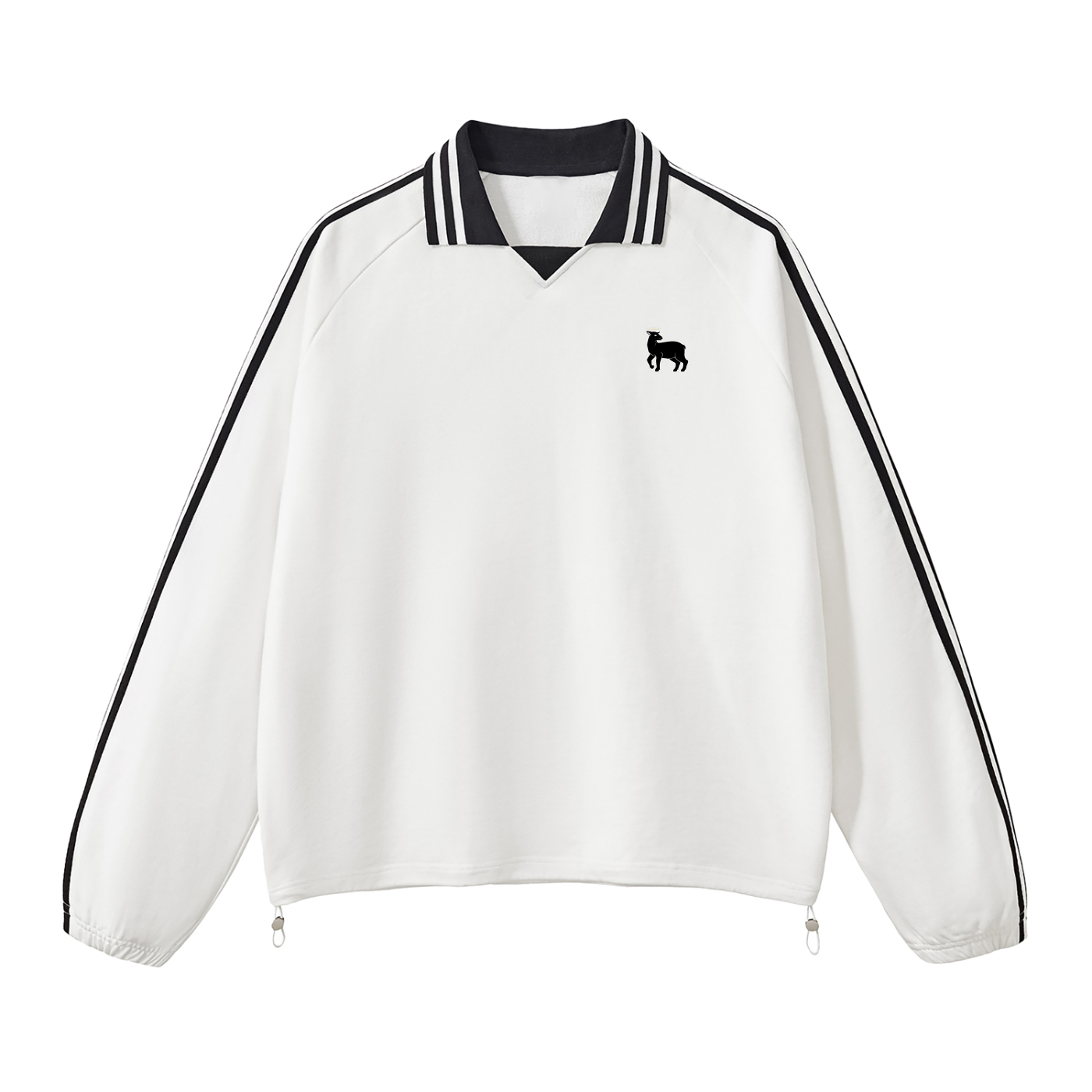 BLOD OF THE LAMB Contrast Striped Lapel Collar Sweatshirt