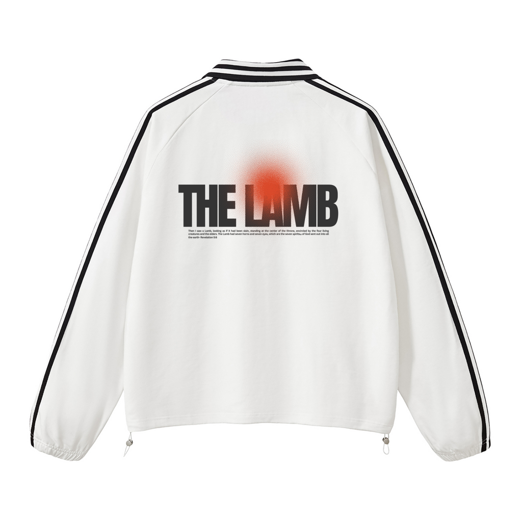 BLOD OF THE LAMB Contrast Striped Lapel Collar Sweatshirt