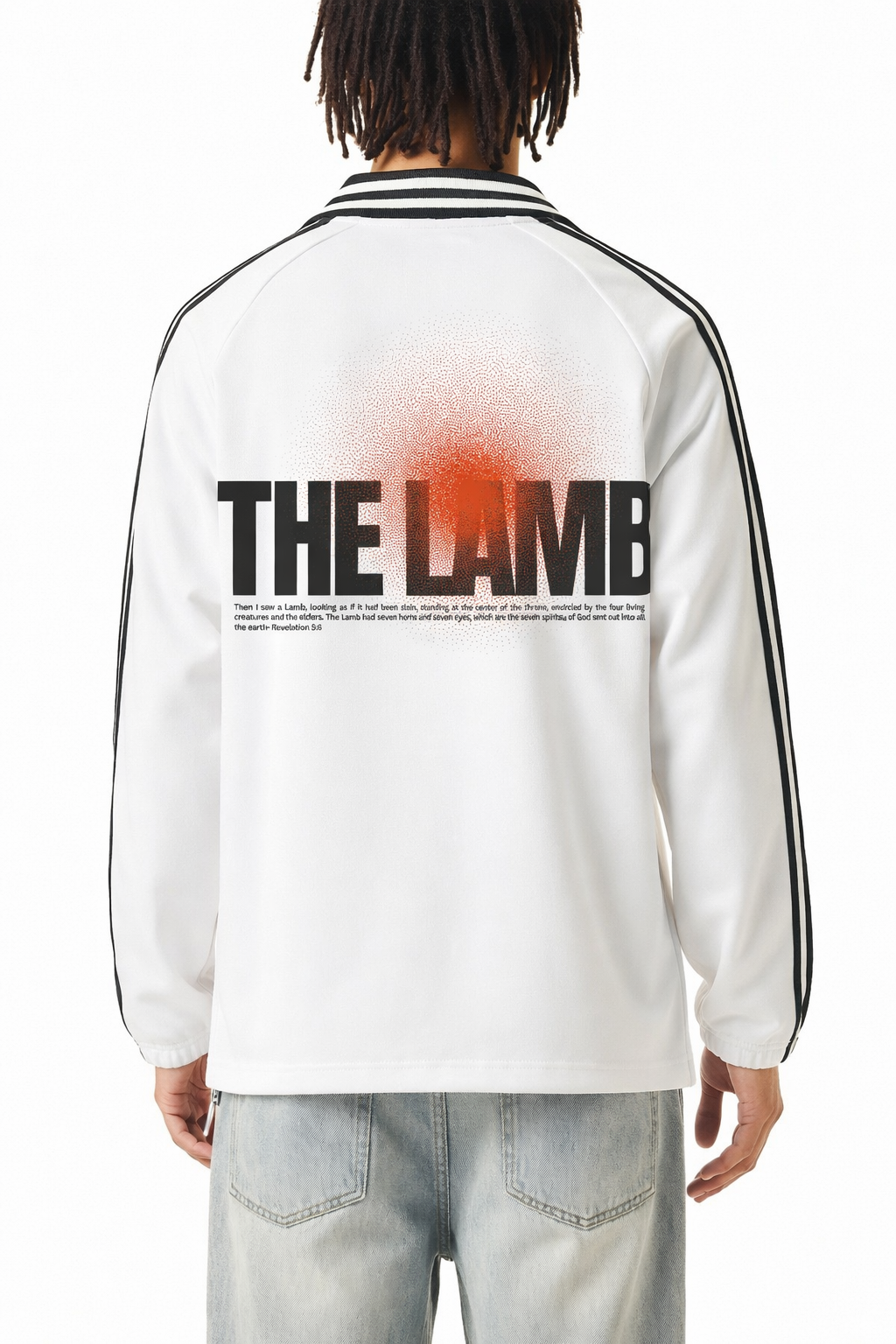 BLOD OF THE LAMB Contrast Striped Lapel Collar Sweatshirt