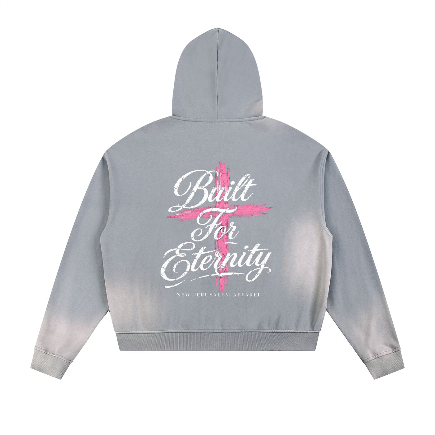 Sun Fade Frayed Raw Edge Fleece Zip Hoodie