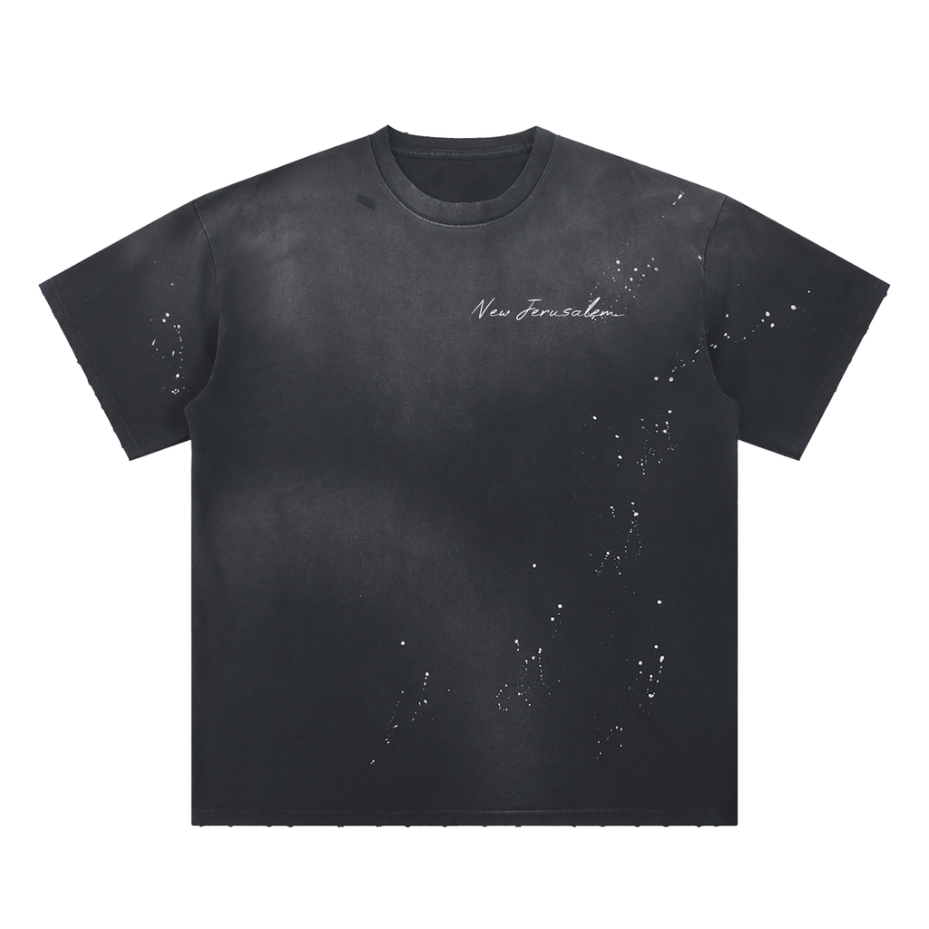 Hand-Frayed VINTAGE LAMB Sunfade Paint Splatter T-Shirt