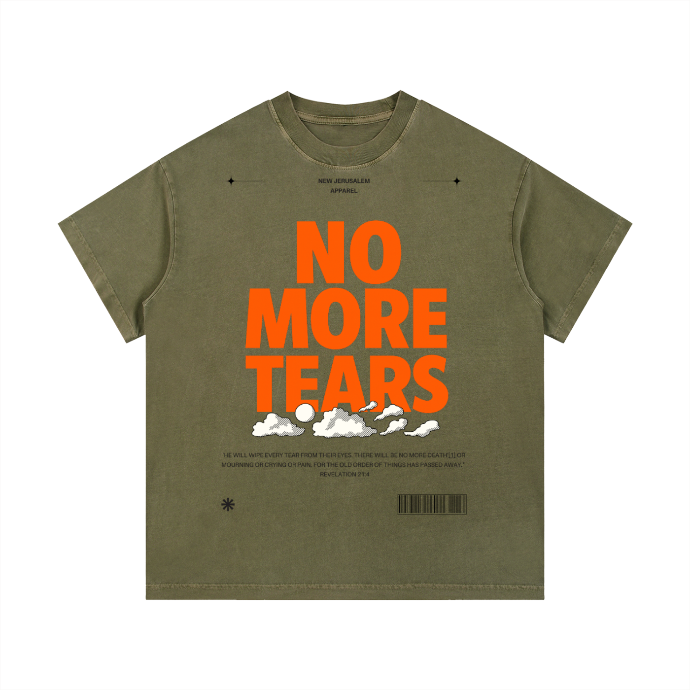 NO MORE TEARS Vintage Wash Cotton T-Shirt